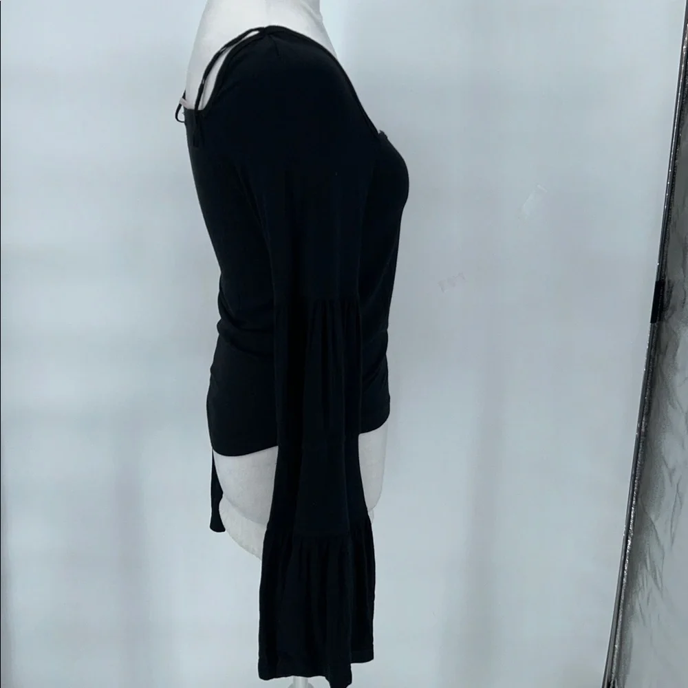 Free People Black Long Sleeve Top Babetown Black Bell Sleeve Size Small - Picture 5 of 10